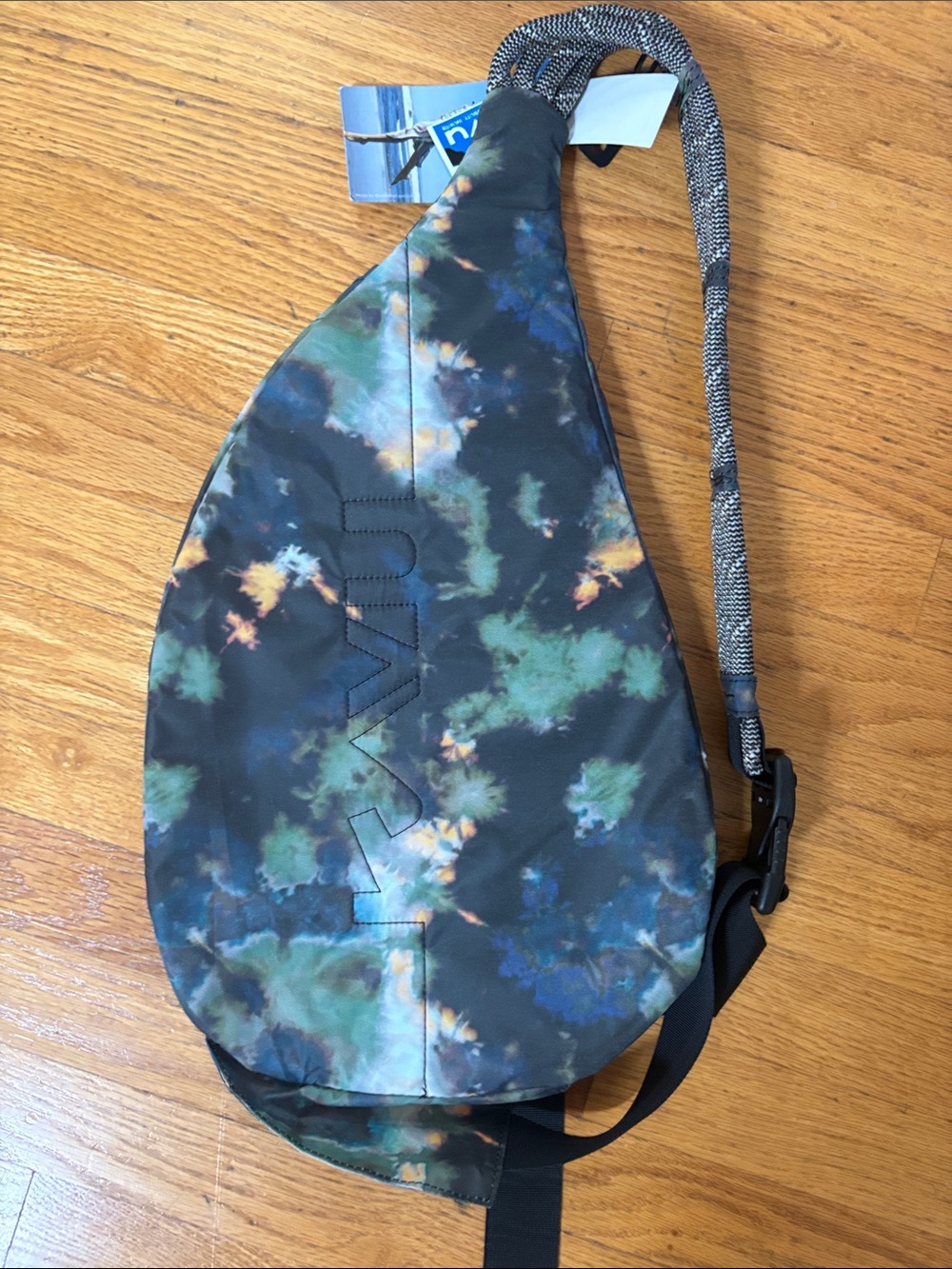 Kavu Tie-Dye Green and Black Sling Bag - Picture 2 of 3